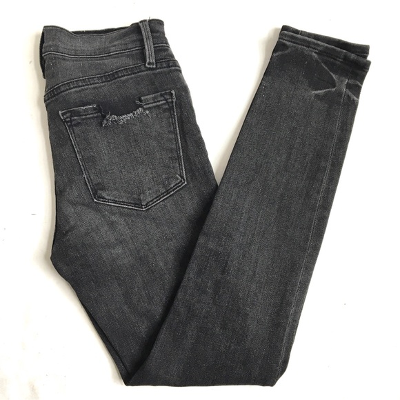 FRAME Le Skinny de Jeanne Crop Denim Jeans in Jackson Peak Black Gray Wash 26 - Picture 16 of 17